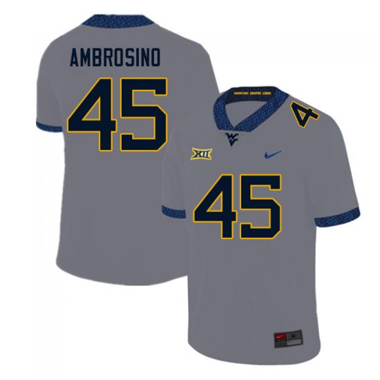 Men's West Virginia Mountaineers NCAA #45 Derek Ambrosino Gray Authentic Nike Stitched College Football Jersey ET15Q53TT